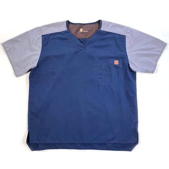 Carhartt Men's Blue V-Neck Scrub Top, Large - Picture 3 of 4